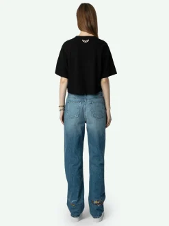 Shop Zadig & Voltaire Lennox Cropped Tee Washedblack